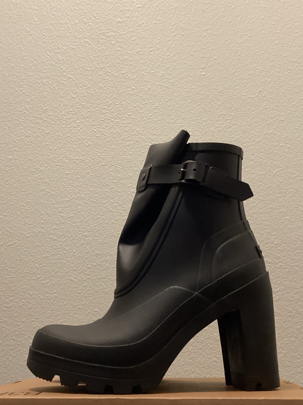 Hunter High Heel Ankle Side Buckle Rain Boots